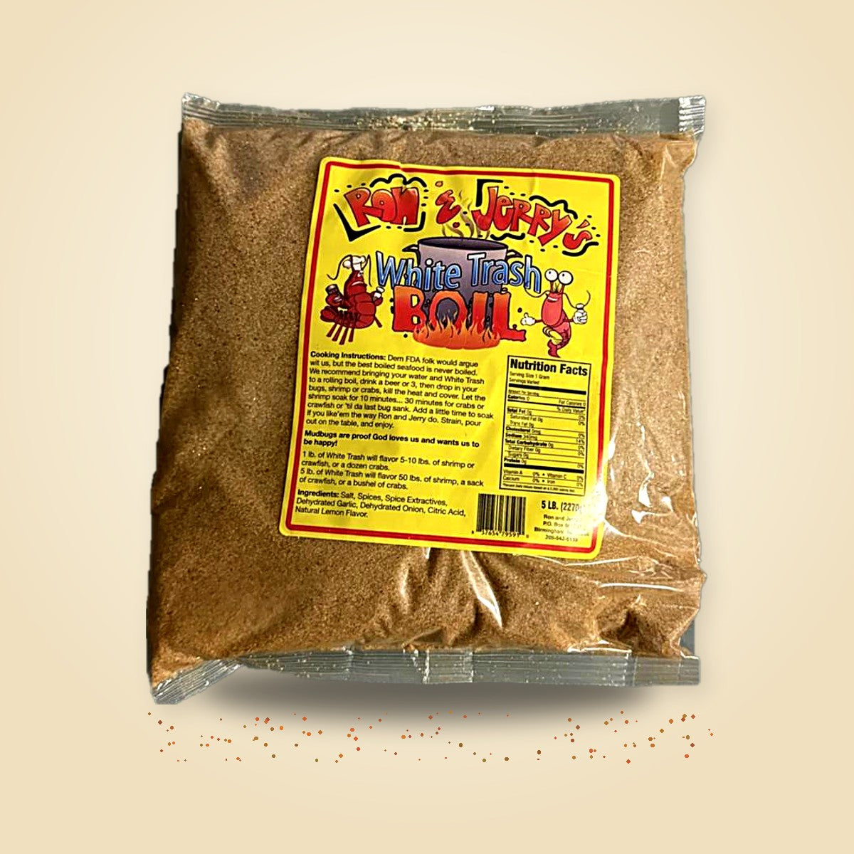White Trash Boil Cajun seafood boil seasoning, 5 lb bag